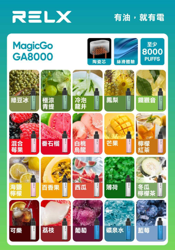 🍭台灣正品現貨🔥RELX 悅刻抛棄式8000口 有油就有電 透明油艙 高顔值（免充電）